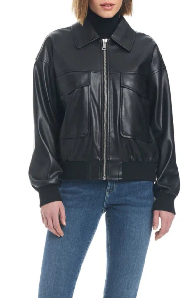 Sanctuary Faux Leather Aviator Jacket In Black