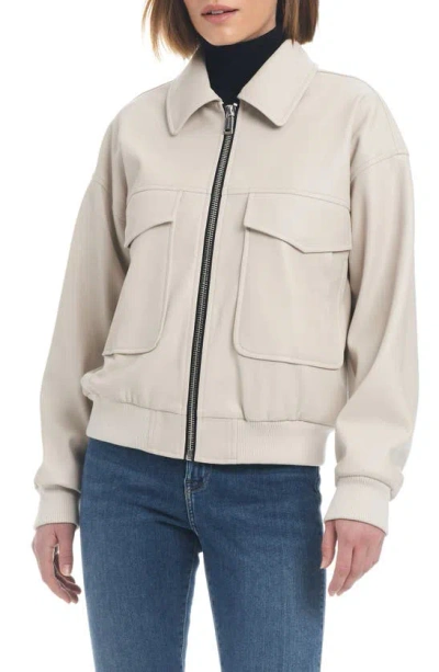 Sanctuary Faux Leather Aviator Jacket In Ivory