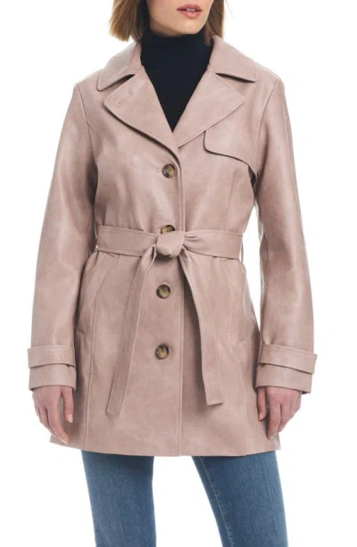 Sanctuary Faux Leather Trench Coat In Distressed Rose Smoke