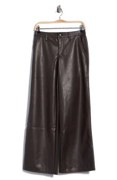 Sanctuary Faux Leather Wide Leg Pants In Brown