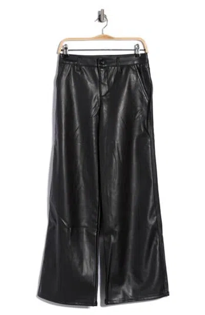 Sanctuary Faux Leather Wide Leg Pants In Black