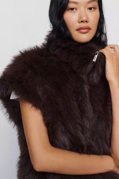Sanctuary Faux-fur Vest Jacket In Brown