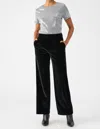 Sanctuary Faye Semi High Rise Velvet Trouser Pant In Black In Black