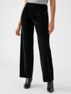 Sanctuary Faye Semi High Rise Velvet Trouser Pant In Black In Black