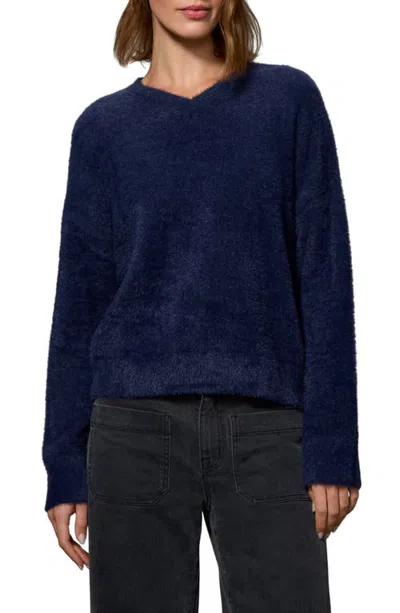 Sanctuary Feather V-neck Sweater In Blue