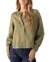 Sanctuary Band Collar Button-up Shirt In Light Marble