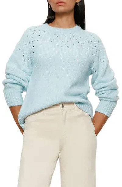 Sanctuary Femme Openwork Crew Neck Sweater In Aquamarine In Blue
