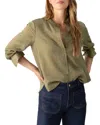 Sanctuary Band Collar Button-up Shirt In Green