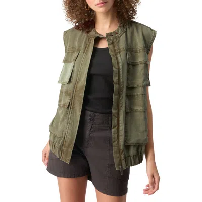 Sanctuary Field Utility Vest In Washed Olive