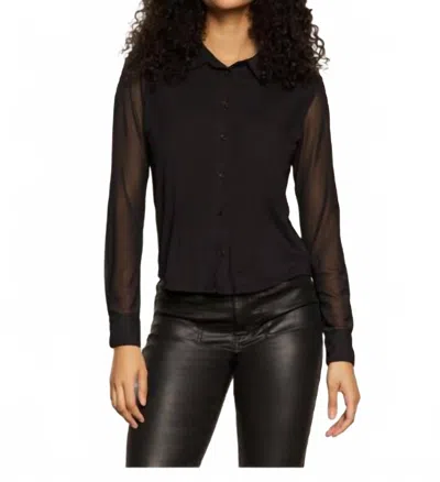 Sanctuary Fitted Mesh Button Down Shirt In Black