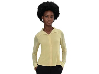 Sanctuary Fitted Mesh Button Down In Yellow