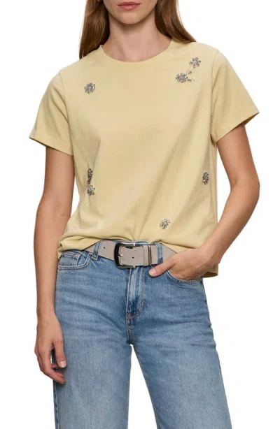 Sanctuary Floral Crystal Embellished Organic Cotton T-shirt In Gold