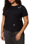 Sanctuary Floral Crystal Embellished Organic Cotton T-shirt In Black