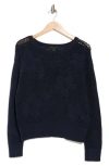 Sanctuary Floral Open Stitch Cotton Sweater In Heritage Navy