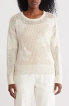 Sanctuary Floral Open Stitch Cotton Sweater In Natural