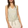 Sanctuary Traveler Twist Sleeve Tee In Light Ecru Olive Stripe In Sage,muslin Stripe