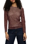 Sanctuary Floral Print Long Sleeve Mesh Top In Brown