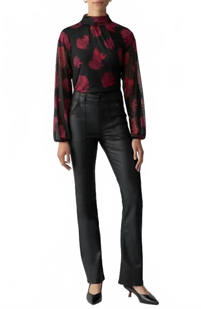 Sanctuary Floral Print Mesh Top In Moody Rose In Black