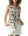 SANCTUARY FLORAL V NECK TIE FRONT TANK