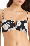 Sanctuary Floral V-wire Bandeau Bikini Top In Animal Print