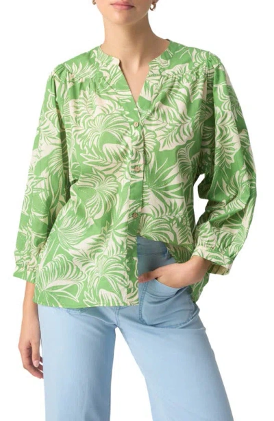 Sanctuary Flow With Me Leaf Print Top In Cool Palm