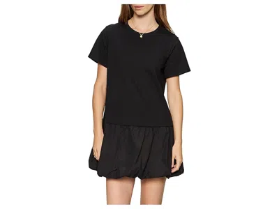 Sanctuary For Keeps Mixed Media Bubble Hem Cotton T-shirt Minidress In Black