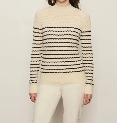Sanctuary Forever Striped Mock Neck Top In Vanilla Creme With Black Stripe In Multi