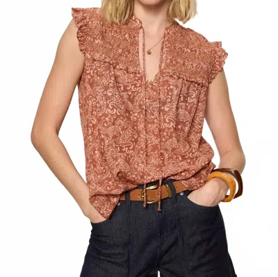 Sanctuary Free Feeling Smocked Blouse In Mosaic Clay In Brown