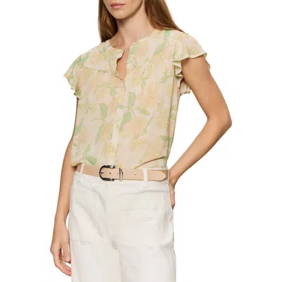 Sanctuary Free Spirited Floral Flutter Sleeve Button-up Shirt