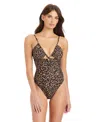 Sanctuary French Kitty Over-the-shoulder Keyhole One-piece Swimsuit In Animal Print