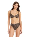Sanctuary French Kitty Over The Shoulder Underwire Bra With Removable Cups High Leg High Rise Swim Bottoms In Brown