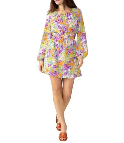 Sanctuary Fresh Garden Floral Long Sleeve Short Mini Dress In Multi