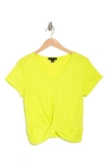 Sanctuary Front Twist T-shirt In Chartreuse