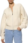 Sanctuary Front Zip Bomber Sweater In Muslin