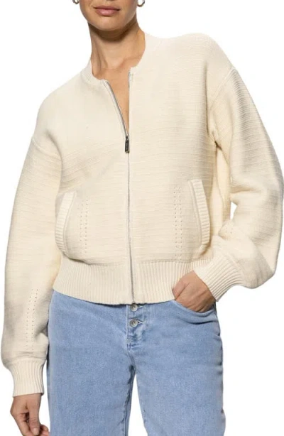Sanctuary Front Zip Bomber Sweater In Muslin