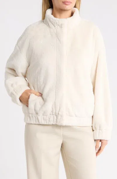Sanctuary Funnel Neck Faux Fur Bomber Jacket In Scone White