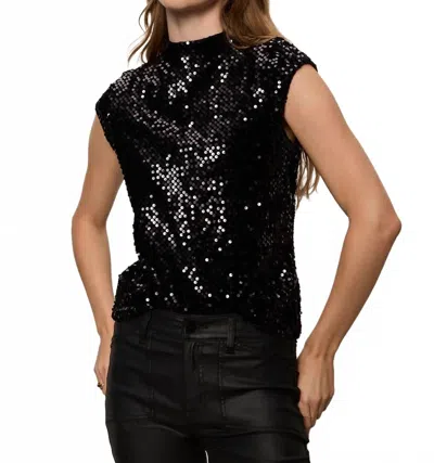 Sanctuary Funnel Neck Sequin Top In Black