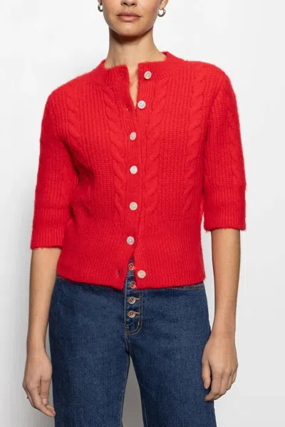 Sanctuary Fuzzy Cable Cardigan In Bittersweet