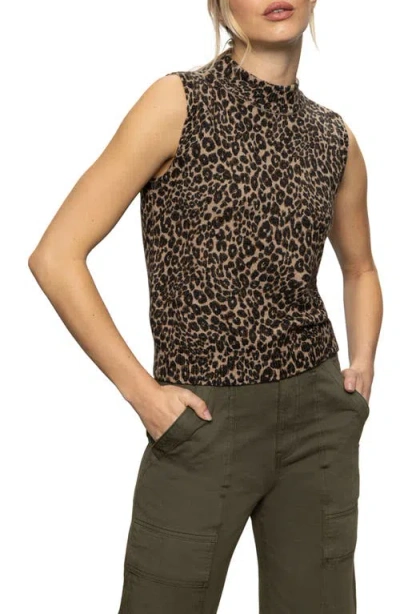 Sanctuary Fuzzy Leopard Print Sleeveless Sweater In Brown