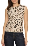 Sanctuary Fuzzy Leopard Sleeveless Sweater In White