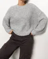 Sanctuary Fuzzy Volume Sleeve Sweater In Heather Grey