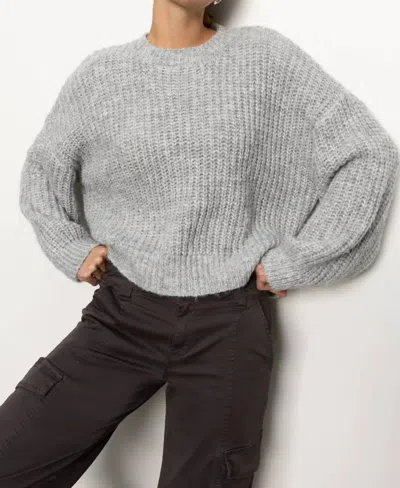 Sanctuary Fuzzy Volume Sleeve Sweater In Heather Grey