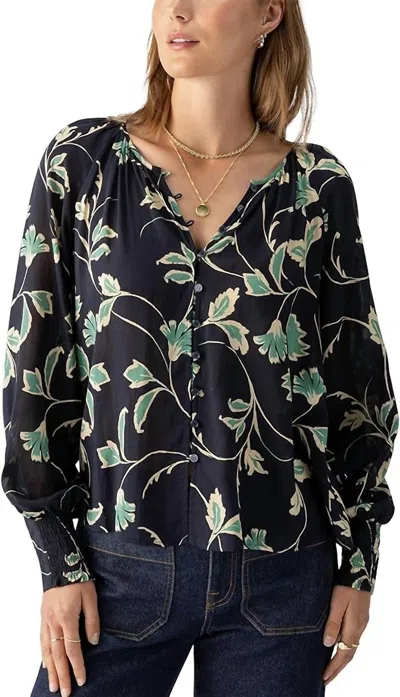 Sanctuary Garden Blouse In Evergreen In Black