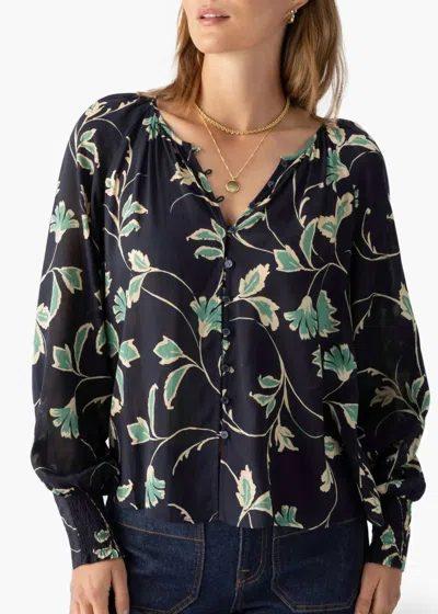 Sanctuary Garden Print Blouse In Evergreen In Green