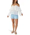 Sanctuary Halter Ruffle Blouse In White In White