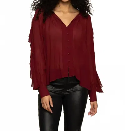 Sanctuary Harmony Button Front Blouse In Crimson In Multi