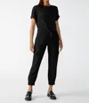 Sanctuary Sahara Tapered Stretch Cotton Utility Pants In Black