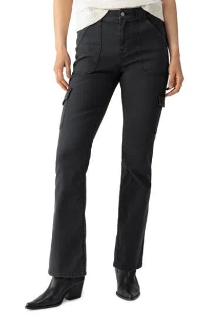 Sanctuary Hayden Sculpted Cotton Blend Bootcut Cargo Pants In Black