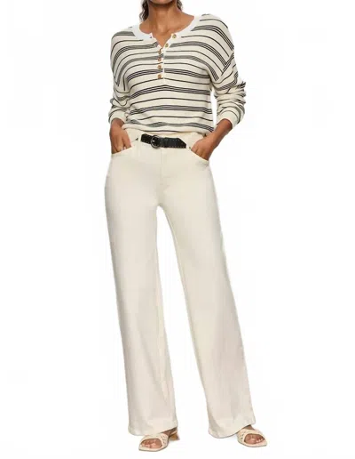 Sanctuary Striped Henley Sweater In White