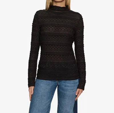 Sanctuary High Crew Lace Tee Top In Black
